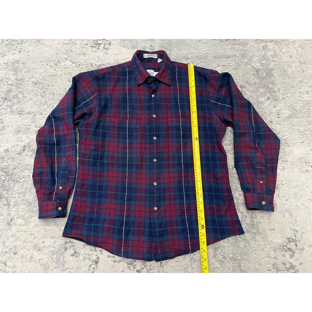 Bullock & Jones VTG Mens M Plaid Button Up Long Sleeve Shirt Wool Purple USA